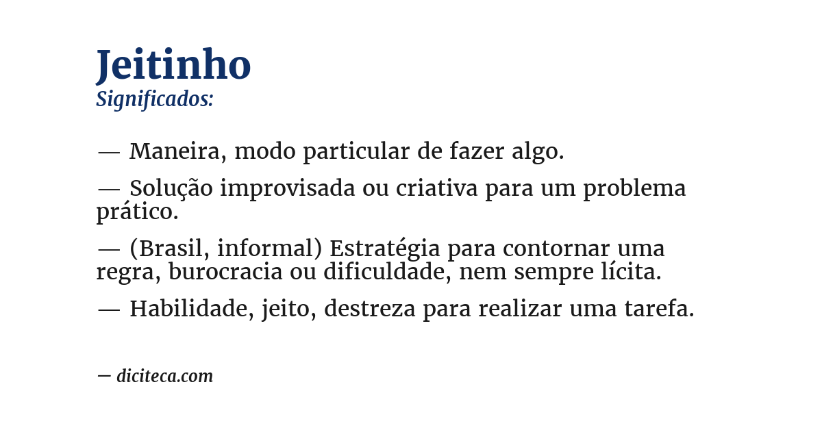 Significado de jeitinho