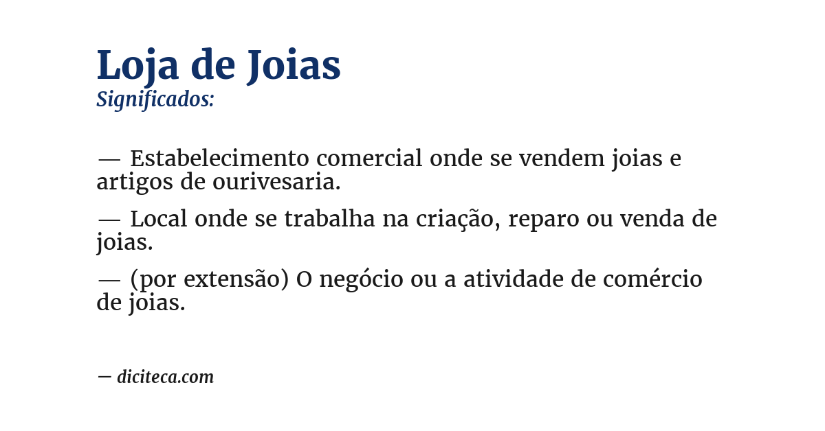 Significado de loja de joias