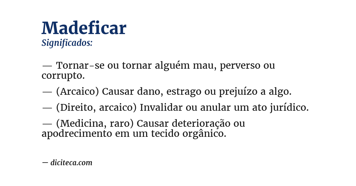 Significado de madeficar