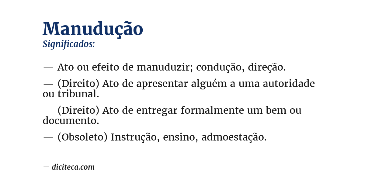 Significado de manudução
