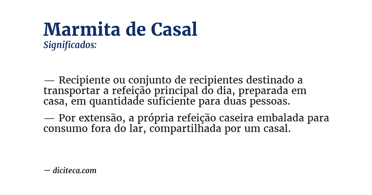 Significado de marmita de casal