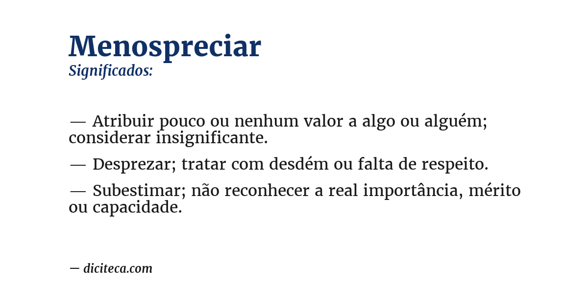 Significado de menospreciar