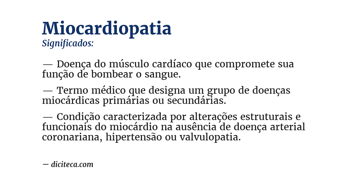 Significado de miocardiopatia