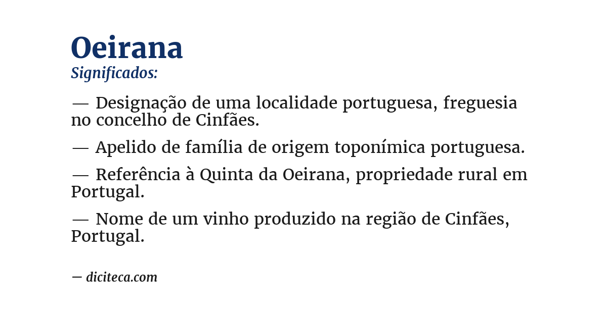 Significado de oeirana