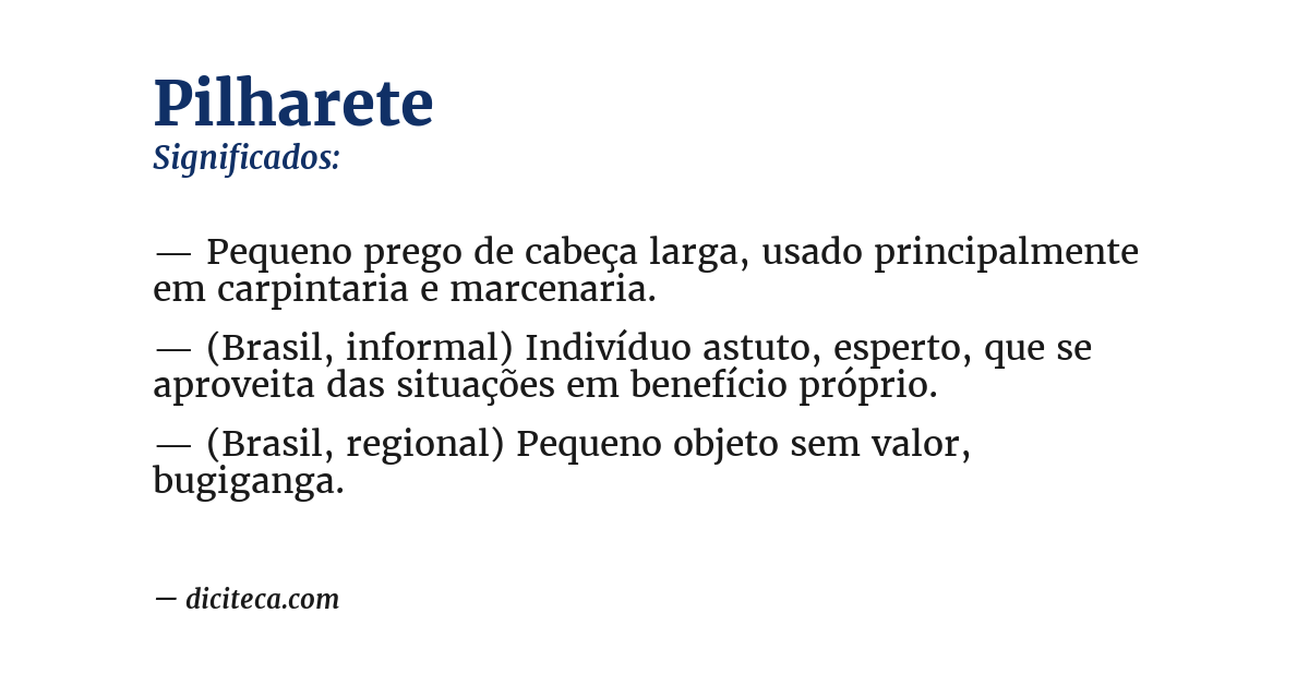 Significado de pilharete