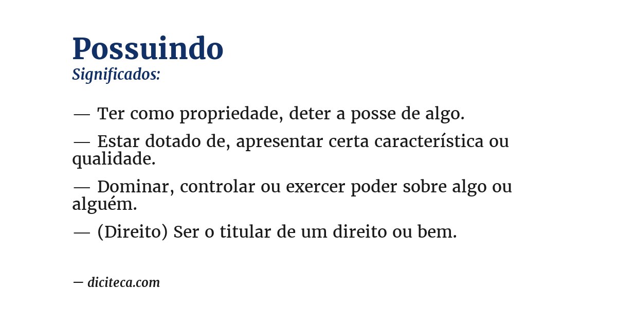 Significado de possuindo