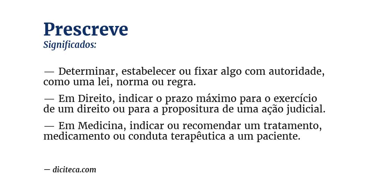Significado de prescreve
