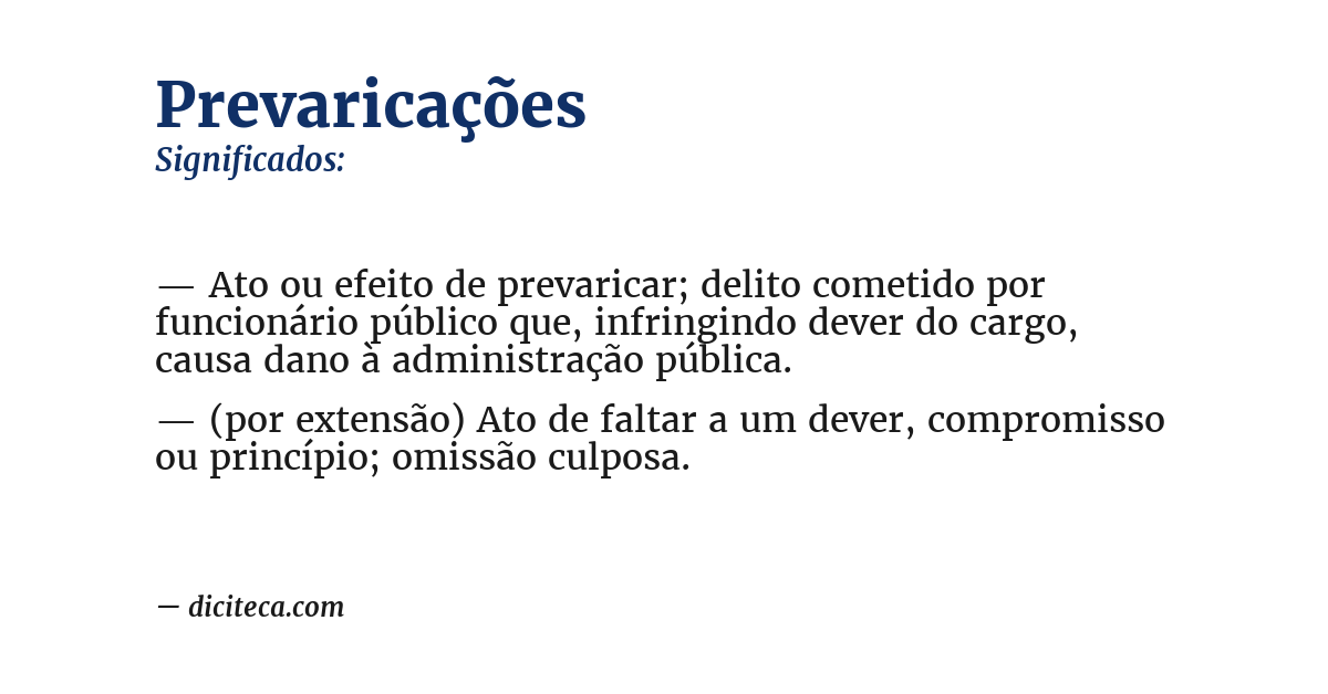 Significado de prevaricações