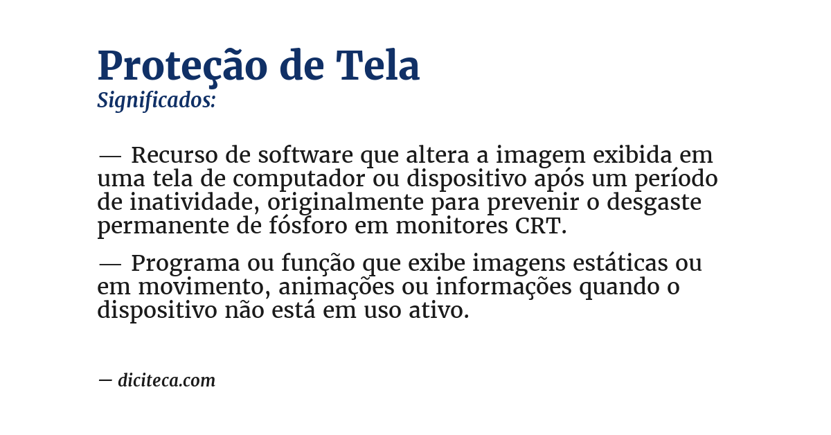 Significado de proteção de tela