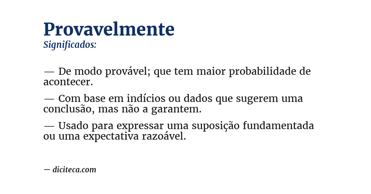 Significado de provavelmente