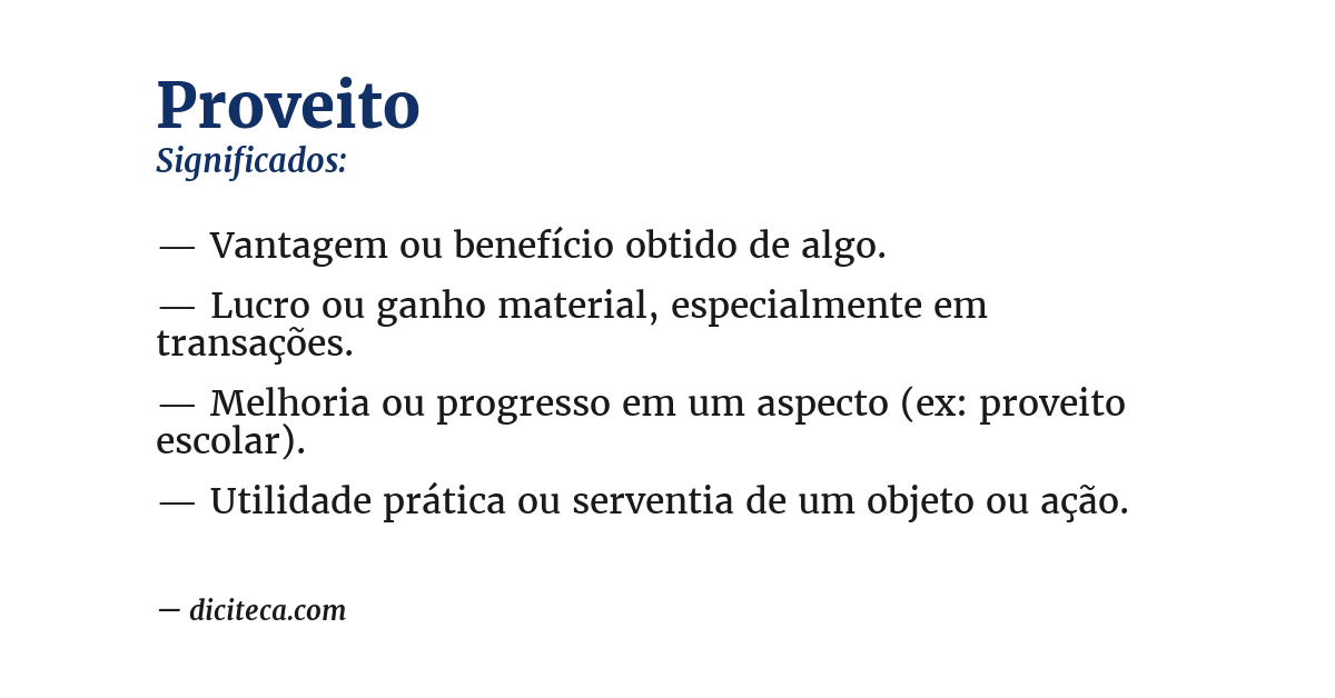 Significado de proveito