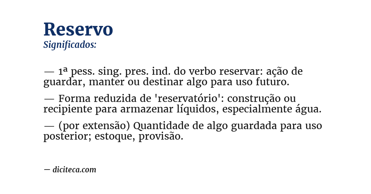 Significado de reservo