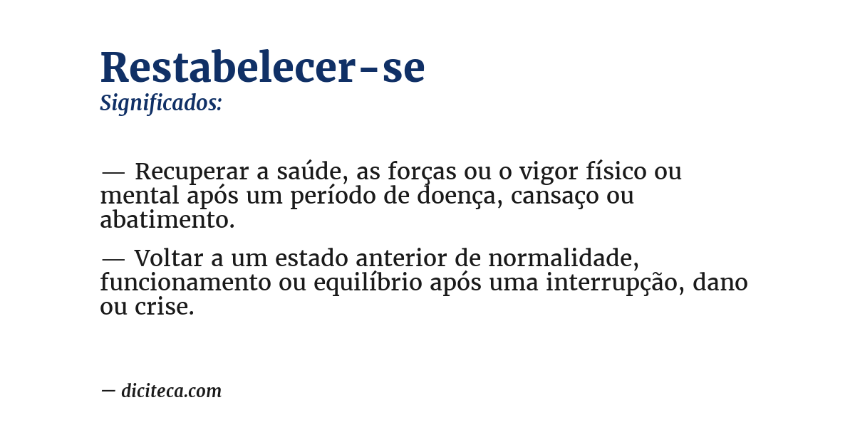 Significado de restabelecer-se