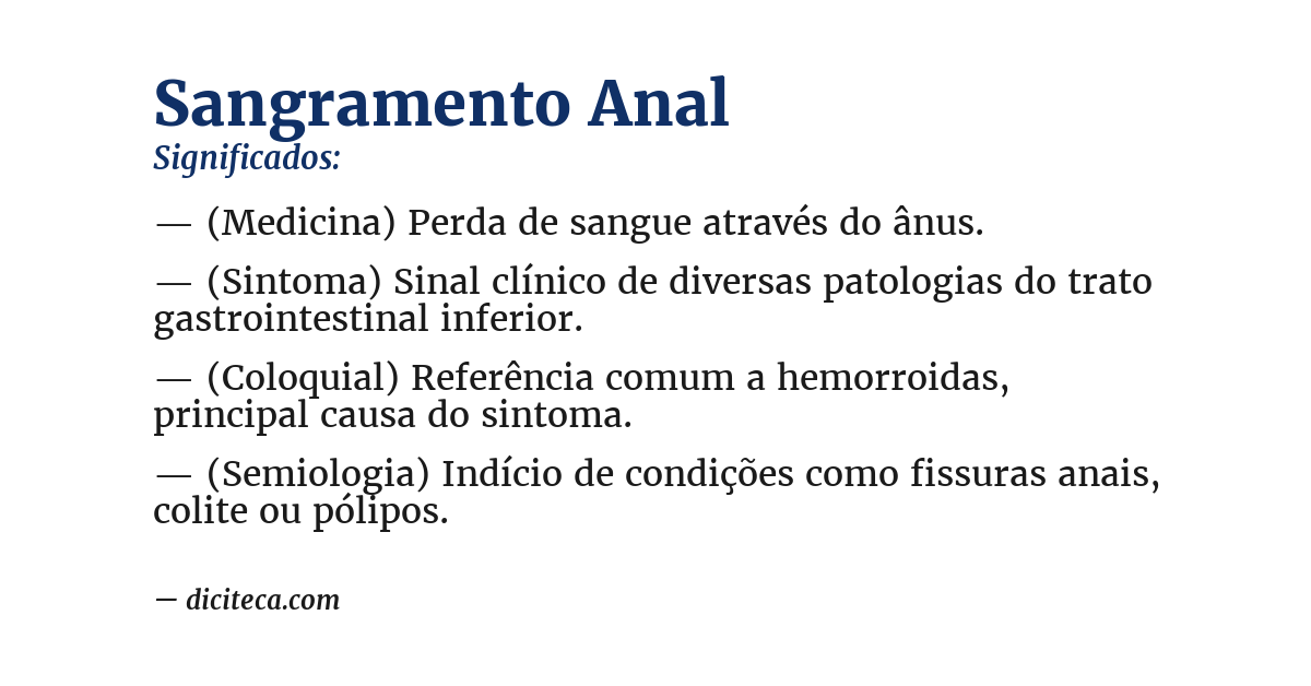 Significado de sangramento anal
