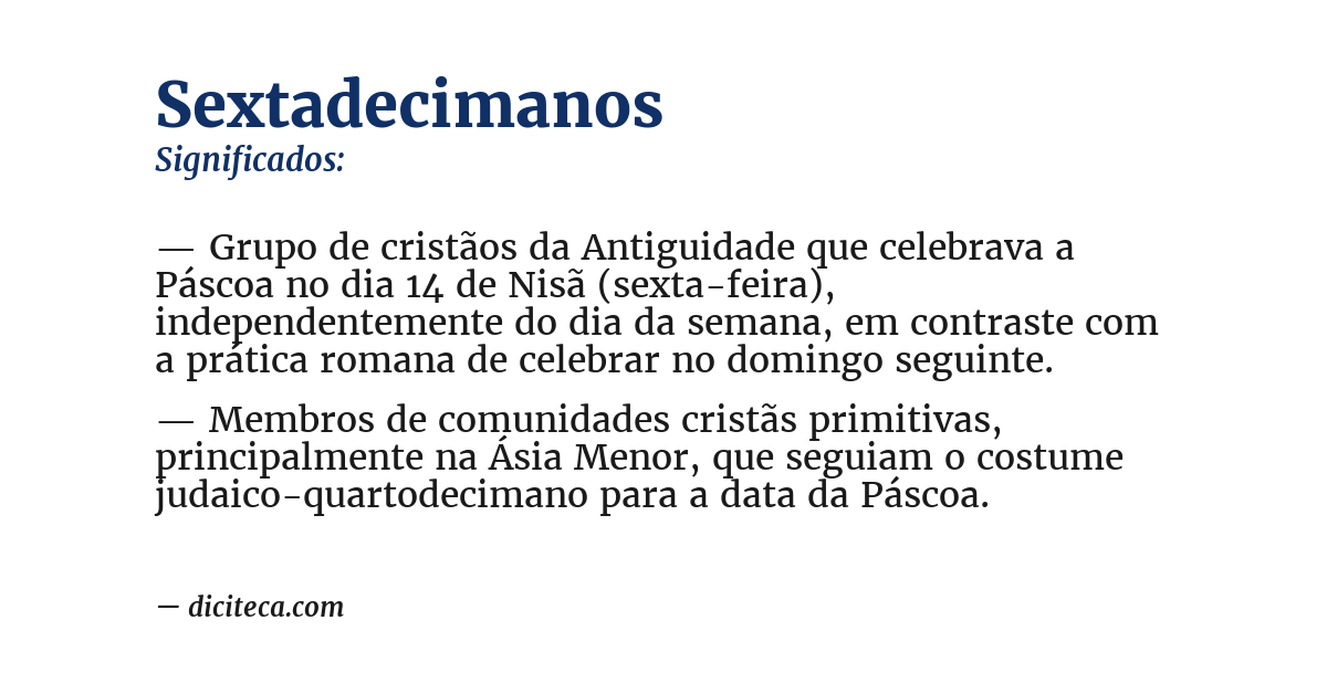 Significado de sextadecimanos