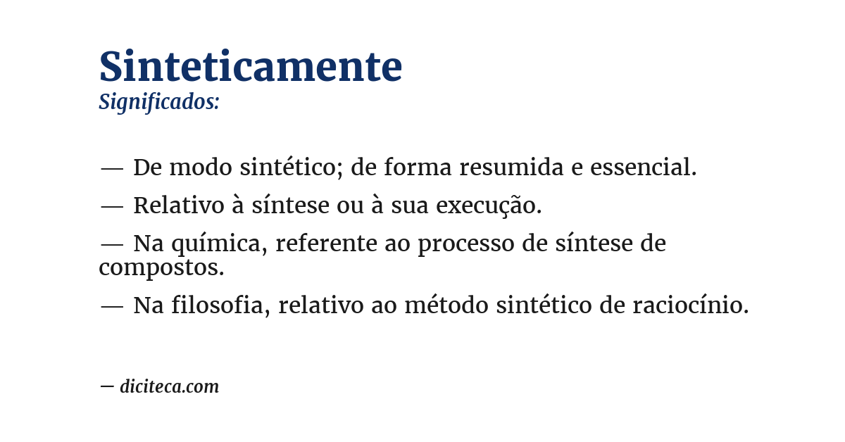 Significado de sinteticamente