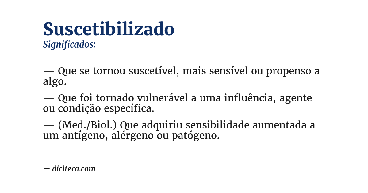 Significado de suscetibilizado