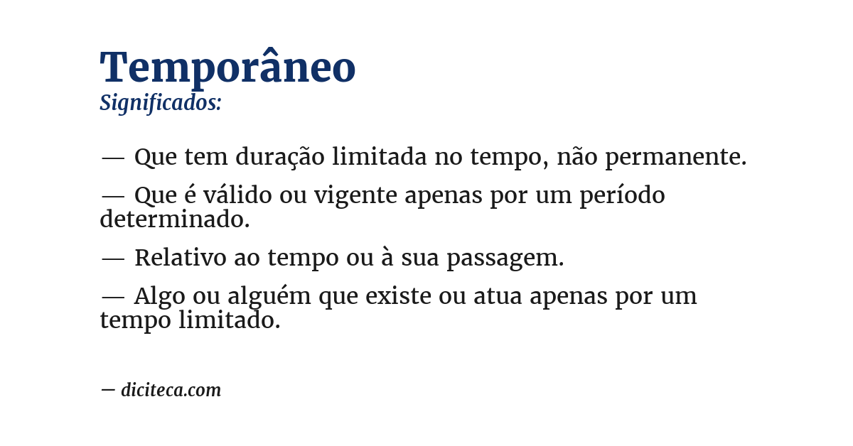 Significado de temporâneo