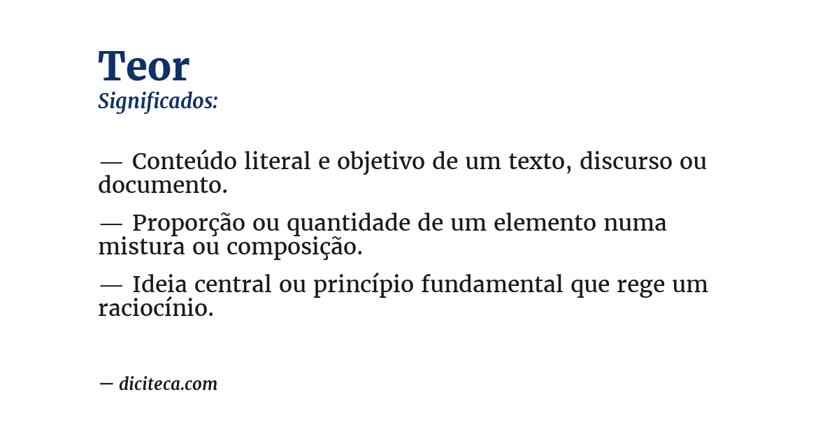 Significado de teor