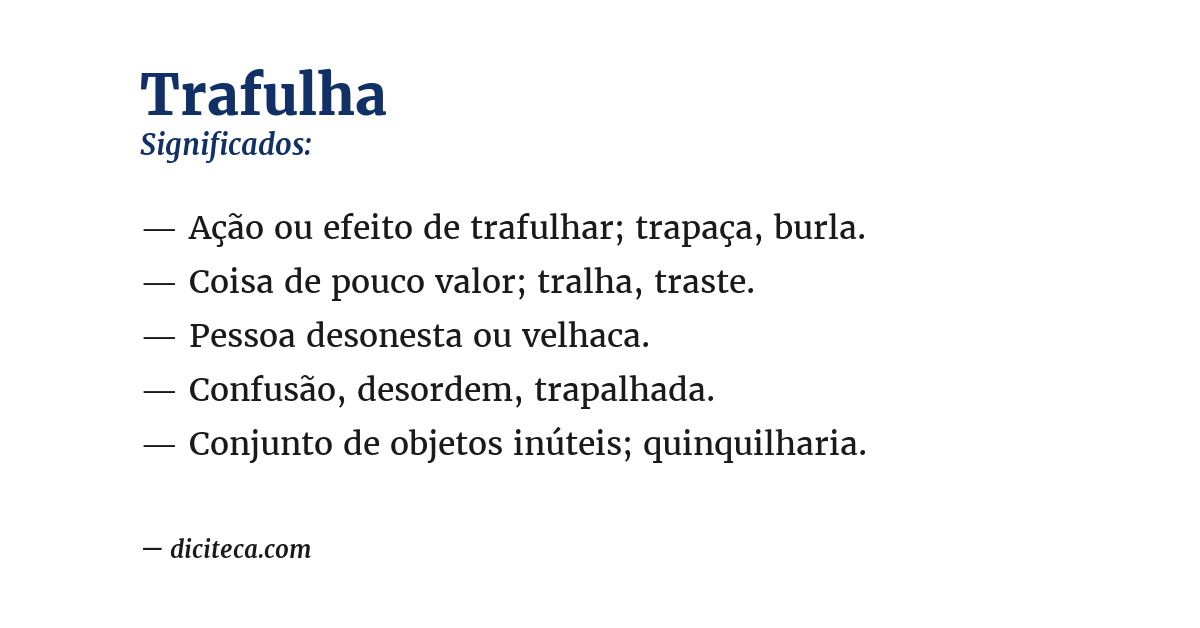 Significado de trafulha