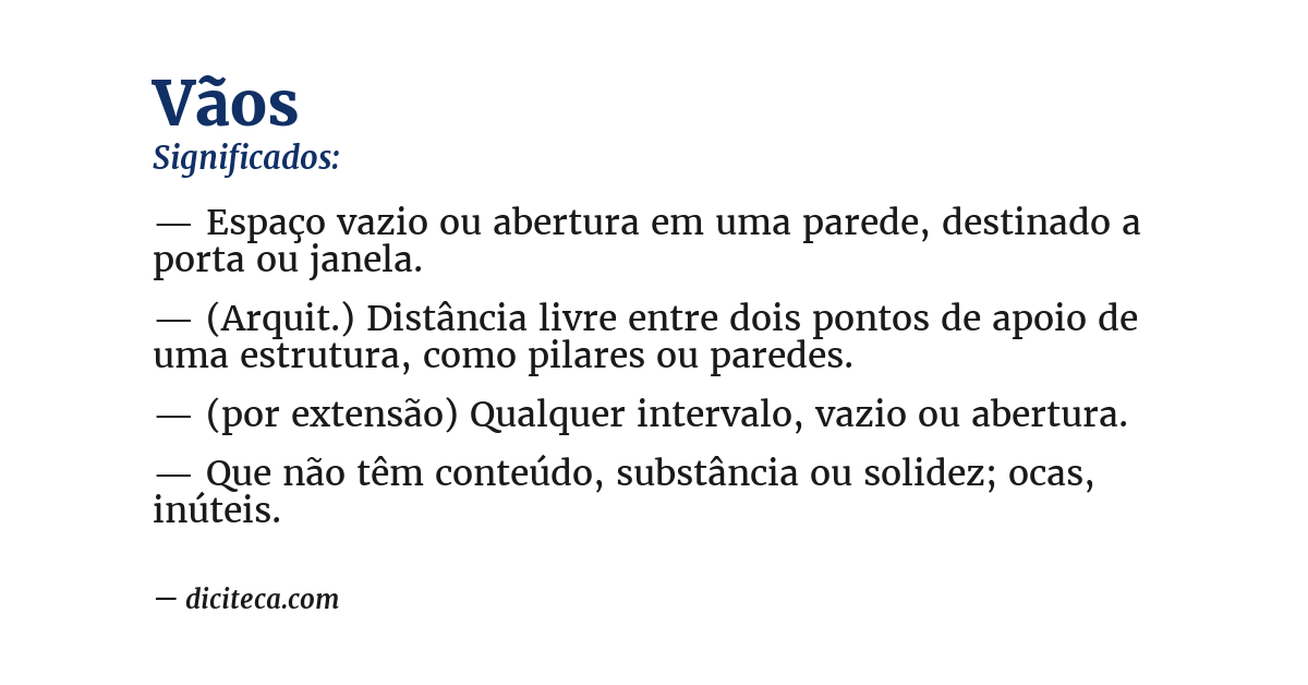 Significado de vãos