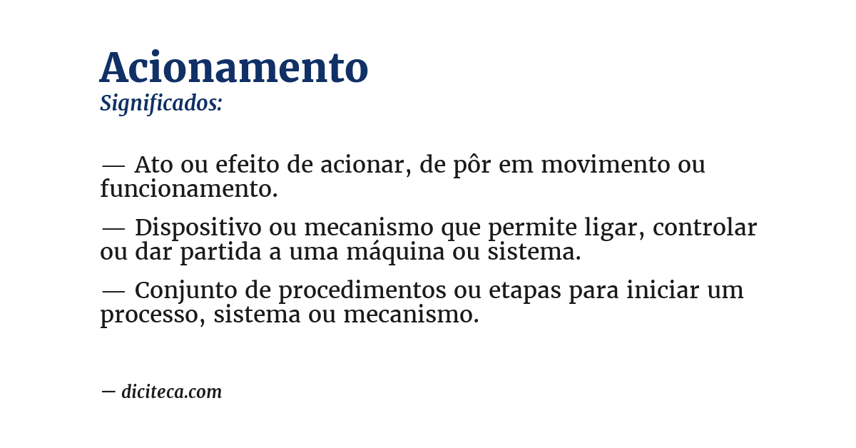 Significado de acionamento