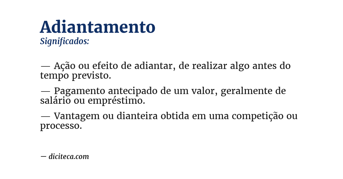 Significado de adiantamento
