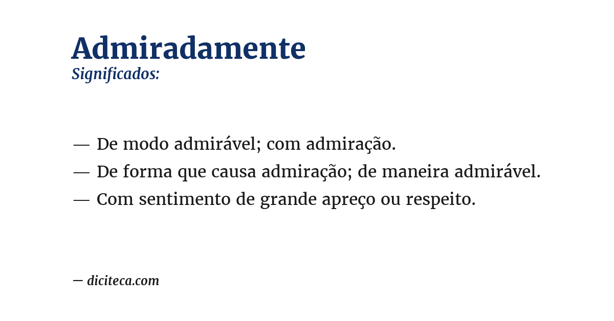 Significado de admiradamente