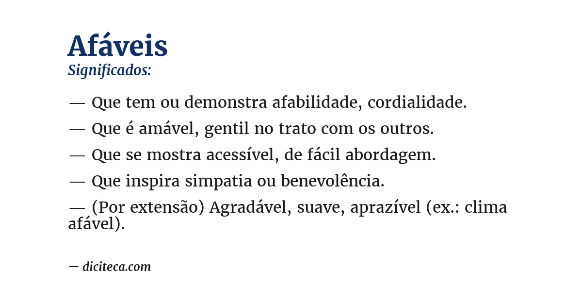 Significado de afáveis