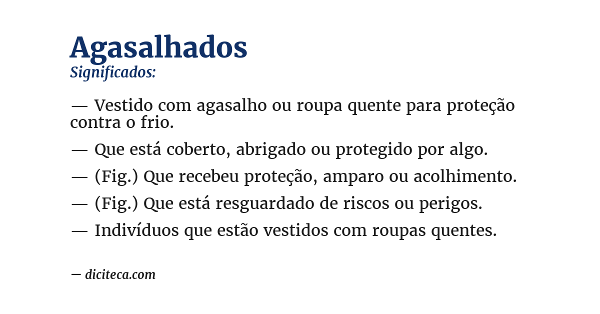 Significado de agasalhados