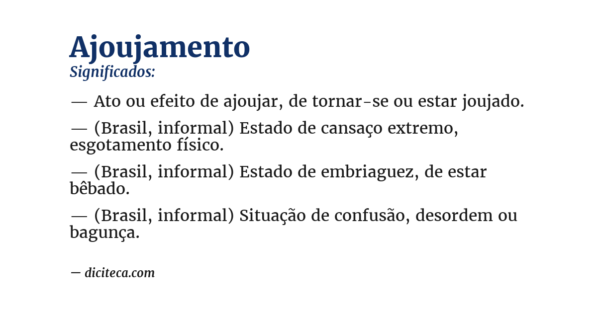 Significado de ajoujamento