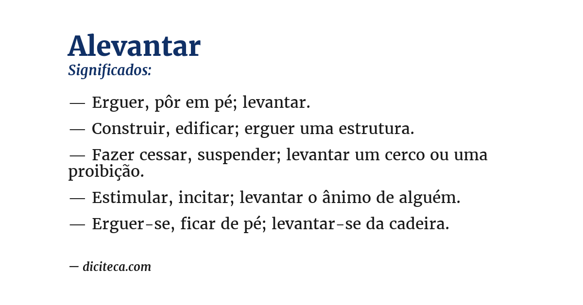 Significado de alevantar