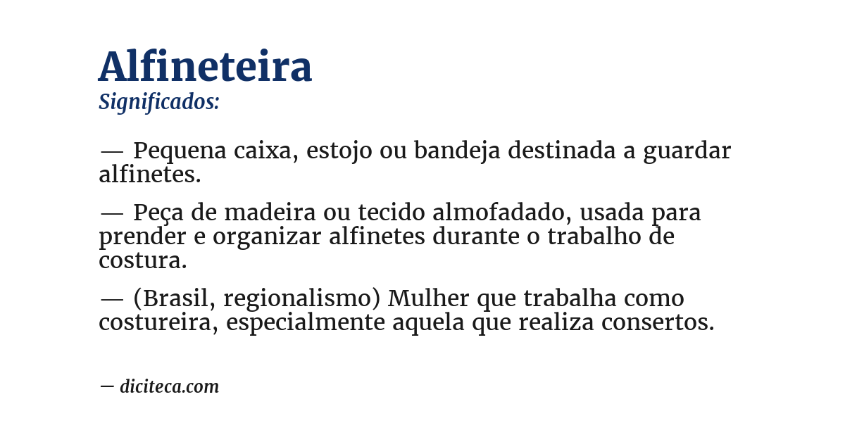 Significado de alfineteira