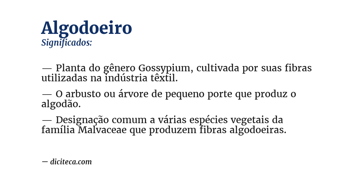 Significado de algodoeiro