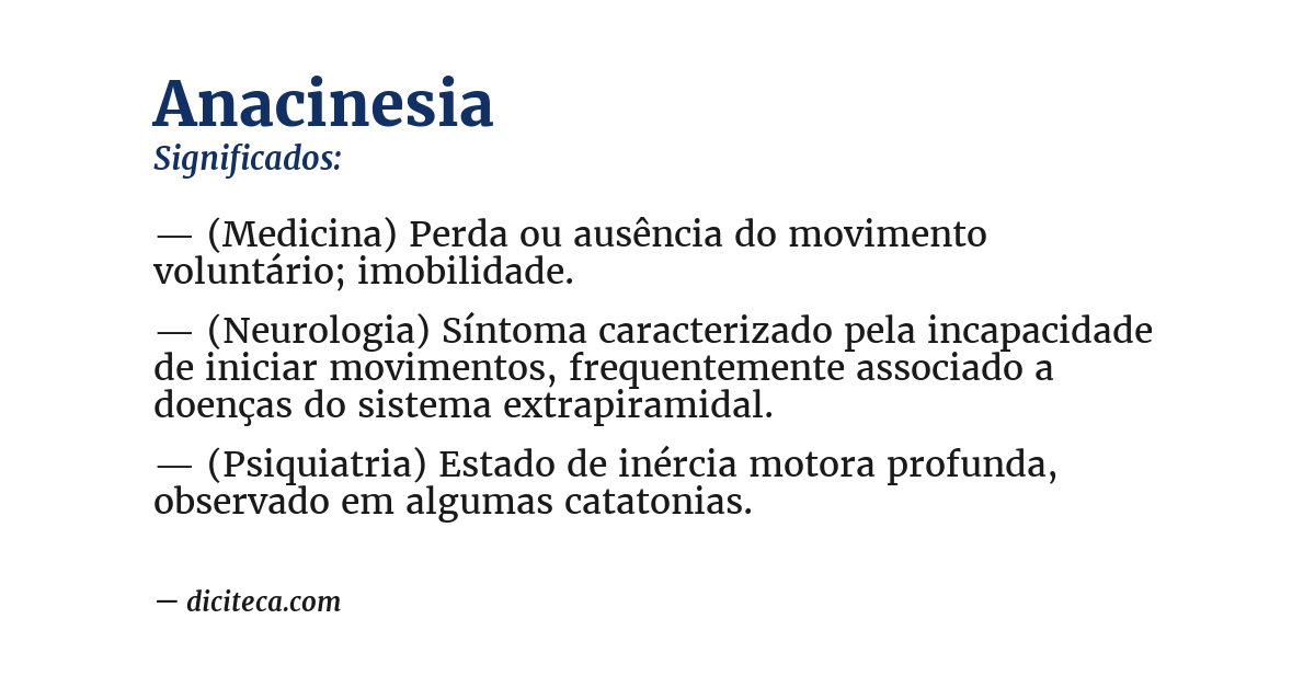 Significado de anacinesia