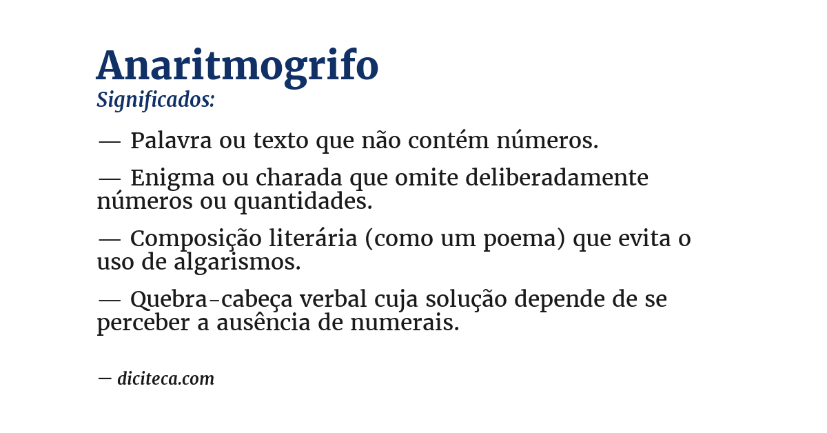 Significado de anaritmogrifo