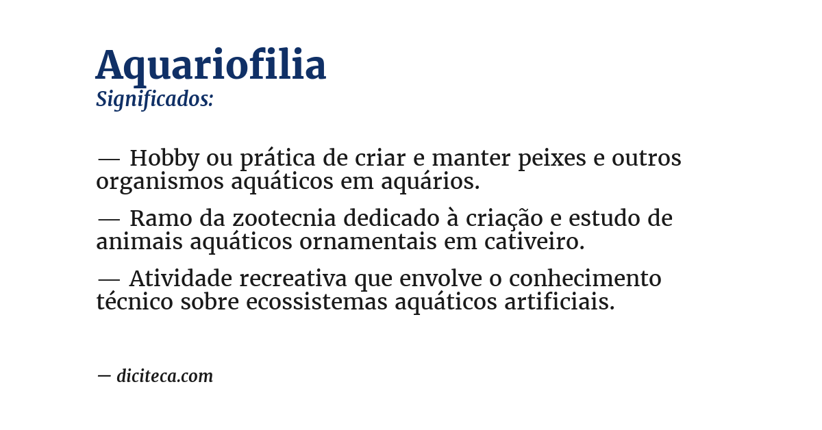 Significado de aquariofilia