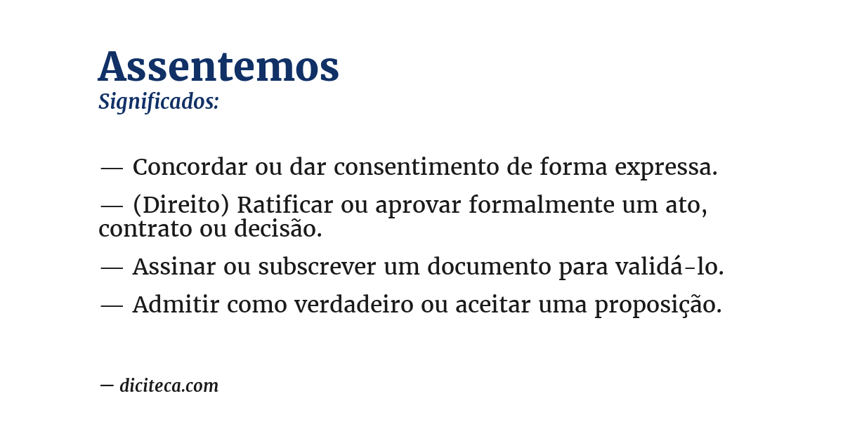 Significado de assentemos