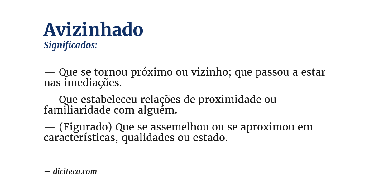 Significado de avizinhado