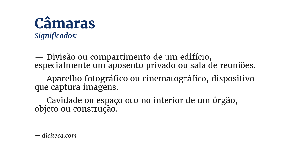 Significado de câmaras