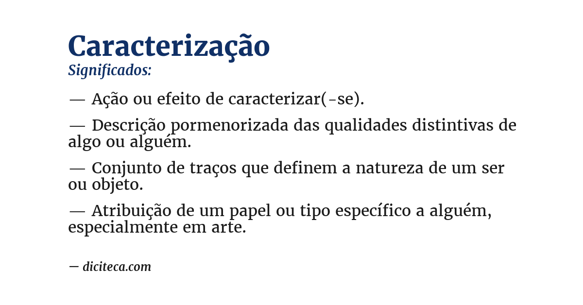 Significado de caracterização