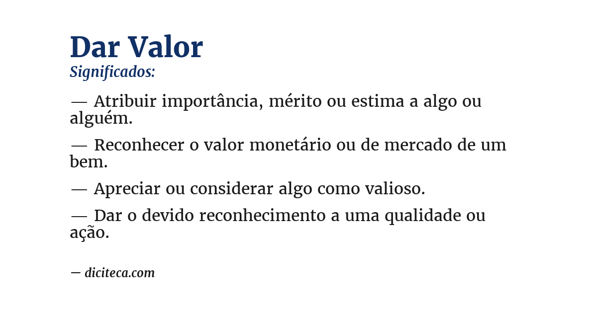 Significado de dar valor