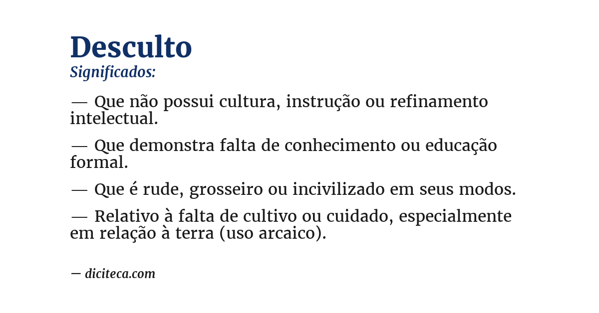 Significado de desculto