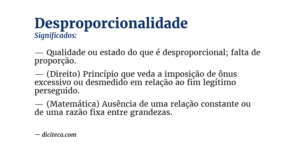 Significado de desproporcionalidade