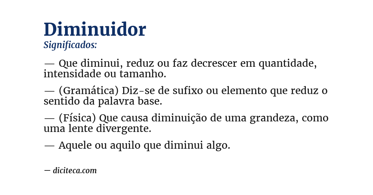 Significado de diminuidor