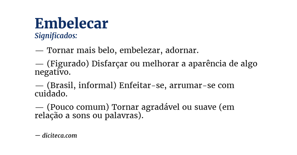 Significado de embelecar