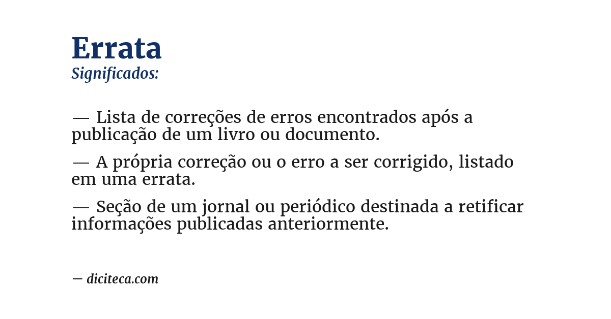Significado de errata