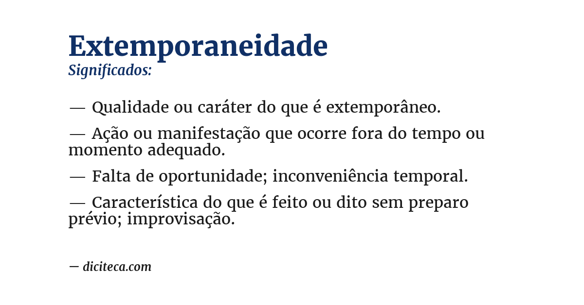 Significado de extemporaneidade