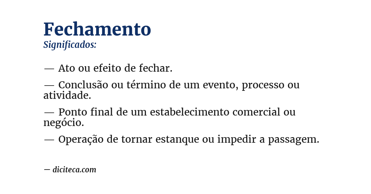 Significado de fechamento