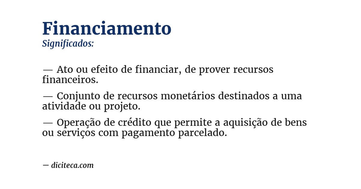 Significado de financiamento